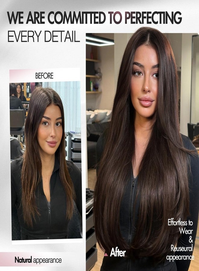 Quantum Love Invisi Edge Clip in Hair Extensions Human Hair 18Inch 110g Seamless Clip in Hair Extensions 7Pcs 14Clips Invisible PU Skin Weft Brown Remy Human Hair Extensions - Image 5